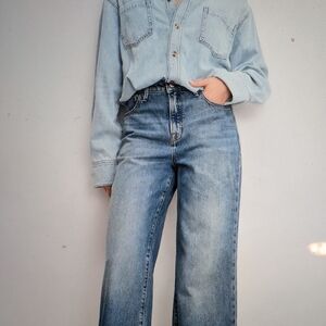 New Good American Denim Shirt Jumpsuit